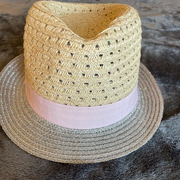 Catimini Ear-topped Straw Hat in beige pink and silver size 2-3T (49cm) - Picture 3 of 4